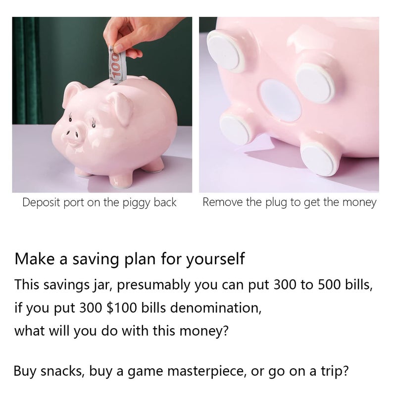 PIG WORLD Ceramics Piggy Bank for Adults,Boys Piggy Bank Girls,Money Safe for Cash Saving,alcancias De Dinero para Adultos NiÃ±os,Saving Money Bank,Coin Bank,Modern Home Decor Living Roomk - Image 5